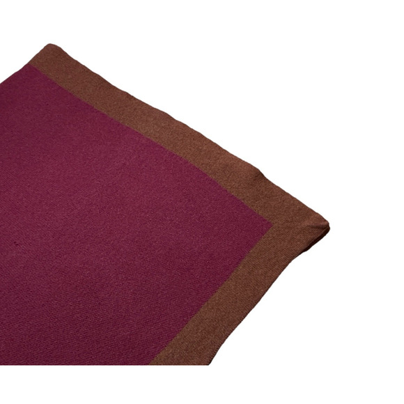 Pine Cone Hill Lambswool Throw Blanket Knit Bordered Quilt Purple Brown Luxury - Picture 7 of 14